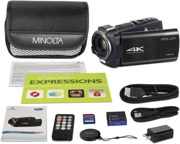 Minolta 4K Ultra HD Camcorder with 3.5-inch Touchscreen – 10x Optical Zoom, 28MP Photos, Digital Stabilizer, Accessory Shoe Mount, Time Lapse, Face Detection, 32GB Card, Remote Control (Black) - Image 7